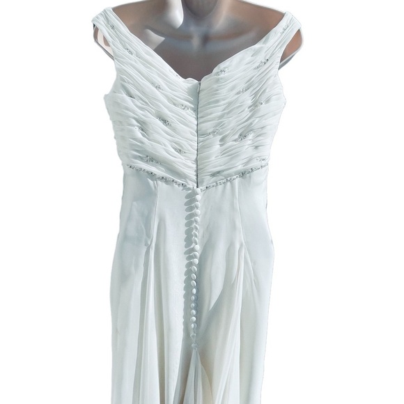 PRONOVIAS You Wedding Gown w/ Train Button Back Beaded Off Shoulders - Picture 2 of 15